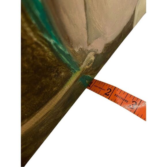 Flower Pot Canvas Painting 14 x 11 in Teapot Handmade Home Decor Boho Floral - Picture 8 of 9